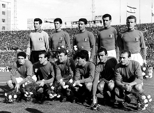 נבחרת איטליה לפני המשחק נגד ישראל ב-1961