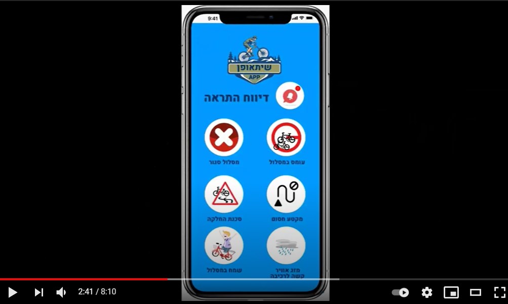 שיתופאופן שירי מיטלברג תאיר חטיב ולאא ח'אלדי עומרי שחאדה סלאם עורבי   יישומון שיתופי לבחירת שותפים לרכיבה ודיווחי התראות על אירועים במסלולי רכיבה כמו סגירה, סכנות למיניהן ומצב מזג האוויר בזמן אמיתי